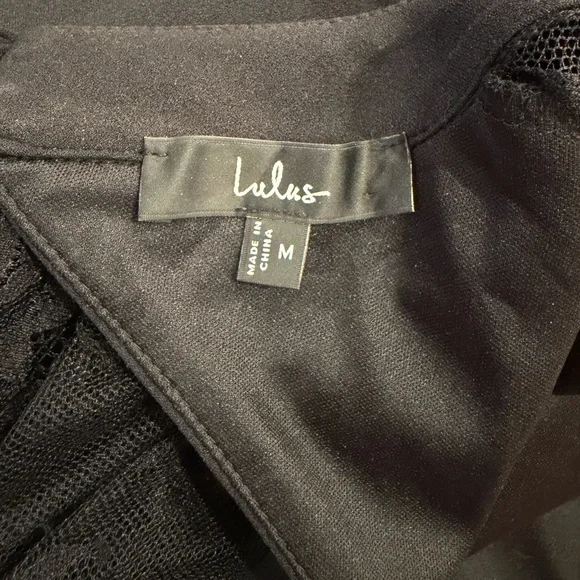 Lulus Bragging Rights Black Lace Long Sleeve Column Maxi Dress size m formal - Picture 5 of 5